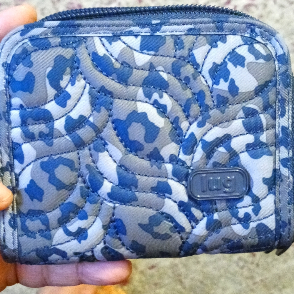 Blue leopard lug wallet